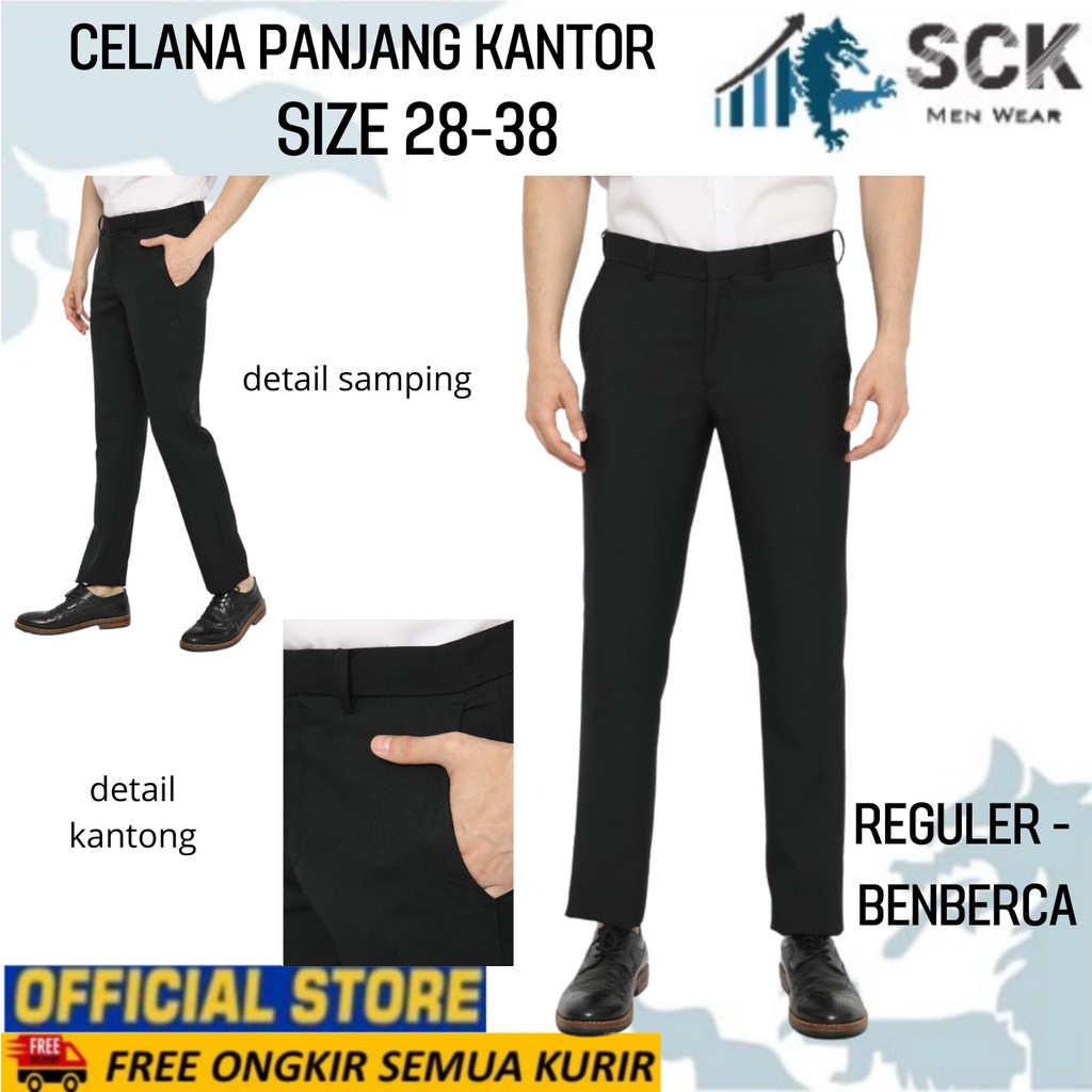 Celana Panjang Pria BENBERCA KANTOR SLIM kuran 28-38 / Pakaian Kerja Formal Laki-laki / Bawahan Basic Halus - sckmenwear GROSIR