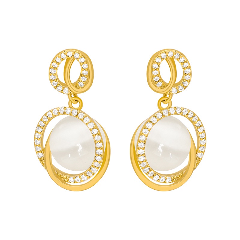 Anting Hoop Bentuk Daun | Anting Opal| Anting Bahan Stainless Steel | Aksesoris Wanita
