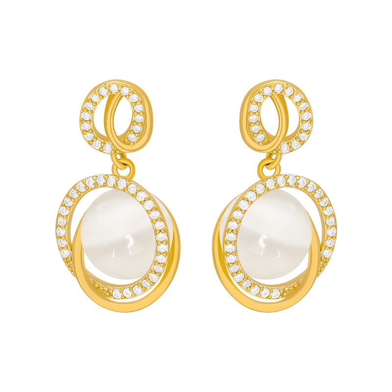 Anting Hoop Bentuk Daun | Anting Opal| Anting Bahan Stainless Steel | Aksesoris Wanita