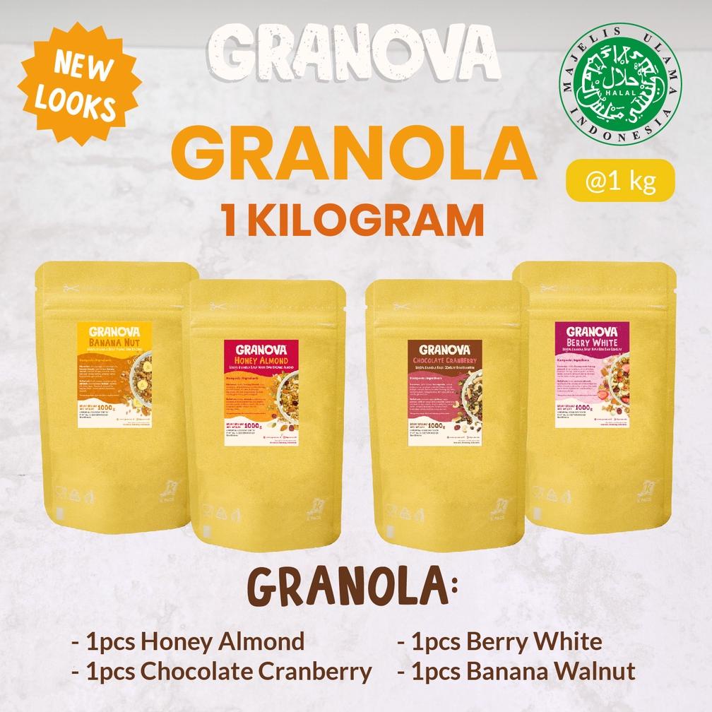 

F⚡ASH Full Promo Granola by Granova 1 Kg - Sereal Granola, Menu Sarapan Sehat Bergizi (Honey Almond Chocolate Cranberry, Banana Walnut, Berry White) - Halal Ramayana