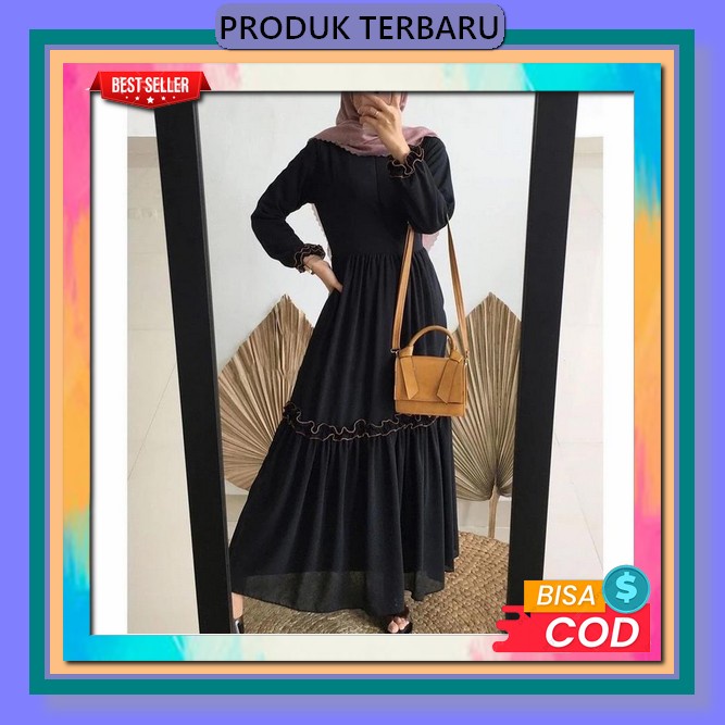 Indistoree - Gamis Cika Crinkle Airflow Terbaru 2022 Kekinian Viral Dewasa Simpel Elegan Busui Frend