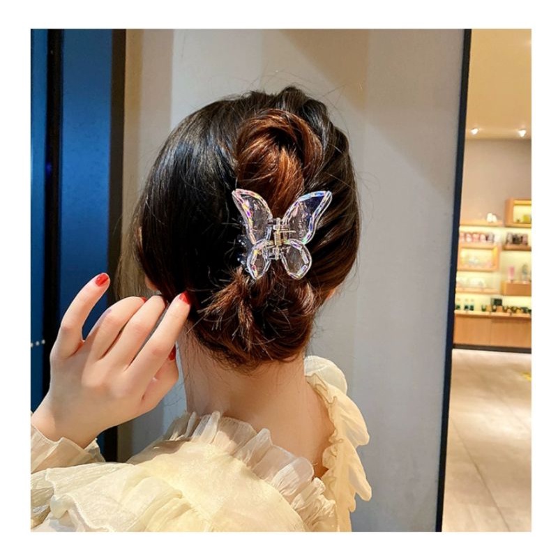 Jepit Rambut Korea Kupu Kupu 4.5cm Dengan Balutan Kristal Jedai Bening Transparan Model Kupu-kupu Butterfly Hair Claw Clips