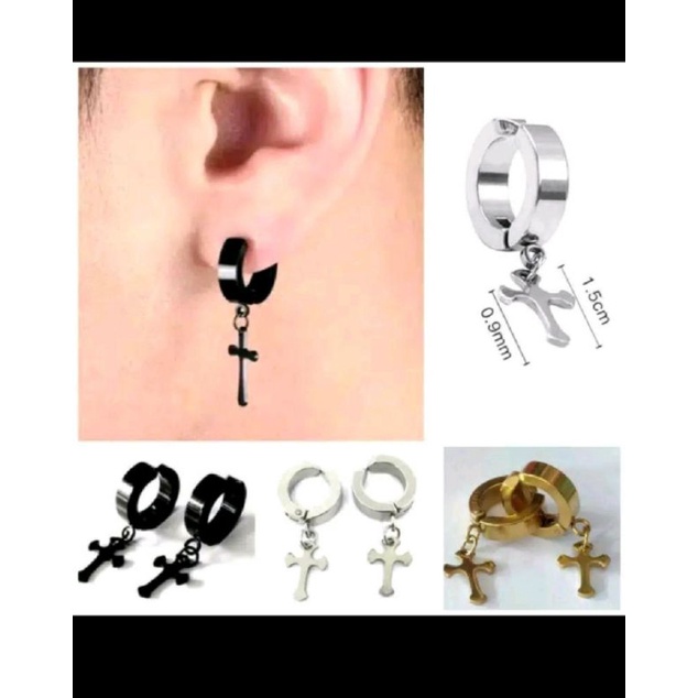 anting cowok salib keren korea kekinian
