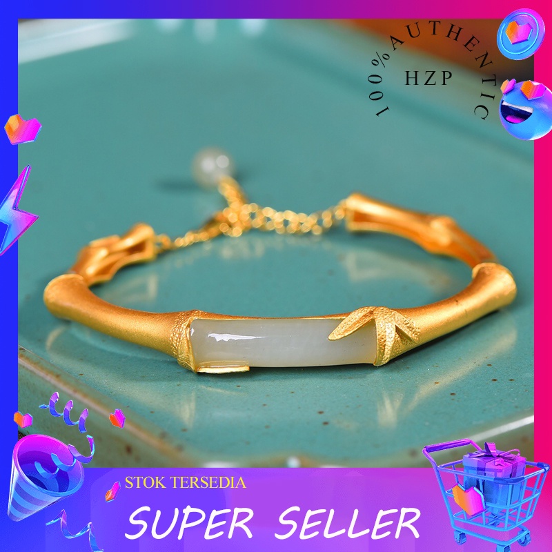 Gelang emas 18K gelang bambu mewah ringan gelang bambu Hetian gelang giok gelang giok gelang bambu