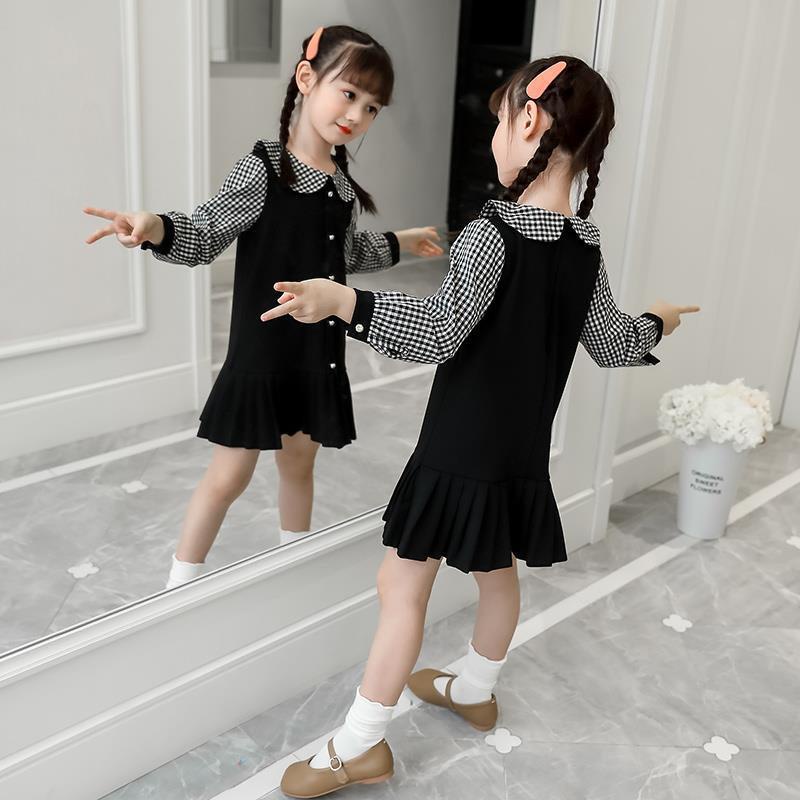 DRESS KIDS PONI / DRESS BLACK / COMBI KATUN KOTAK / LENGAN PANJANG / TERBARU / TERPOPULER