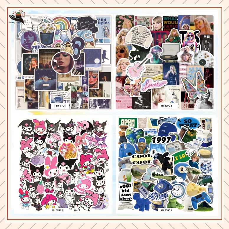 Pretty 50PCS STIKER BOOK AESTHETIC DIARY/TUMBLR/LAPTOP/MOTIF ANIME/ROCK/BAJAK LAUT/ANTI AIR UNTUK DEKORASI IMPORT