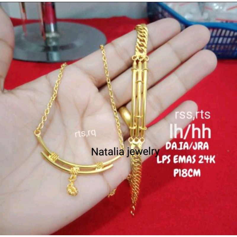 Kalung bambu +gelang bambu replika emas 24