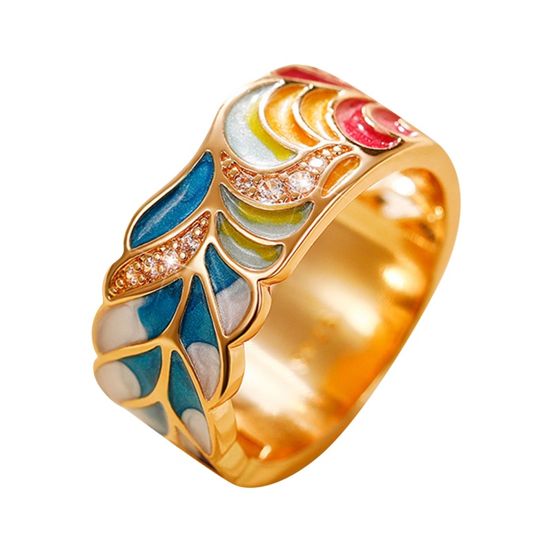 Cincin Wanita Enamel Berwarna Didesain Baru Untuk Pesta Motif Aesthetic Cincin Warna Emas Mewah Hadiah Mewah Perhiasan Fashion