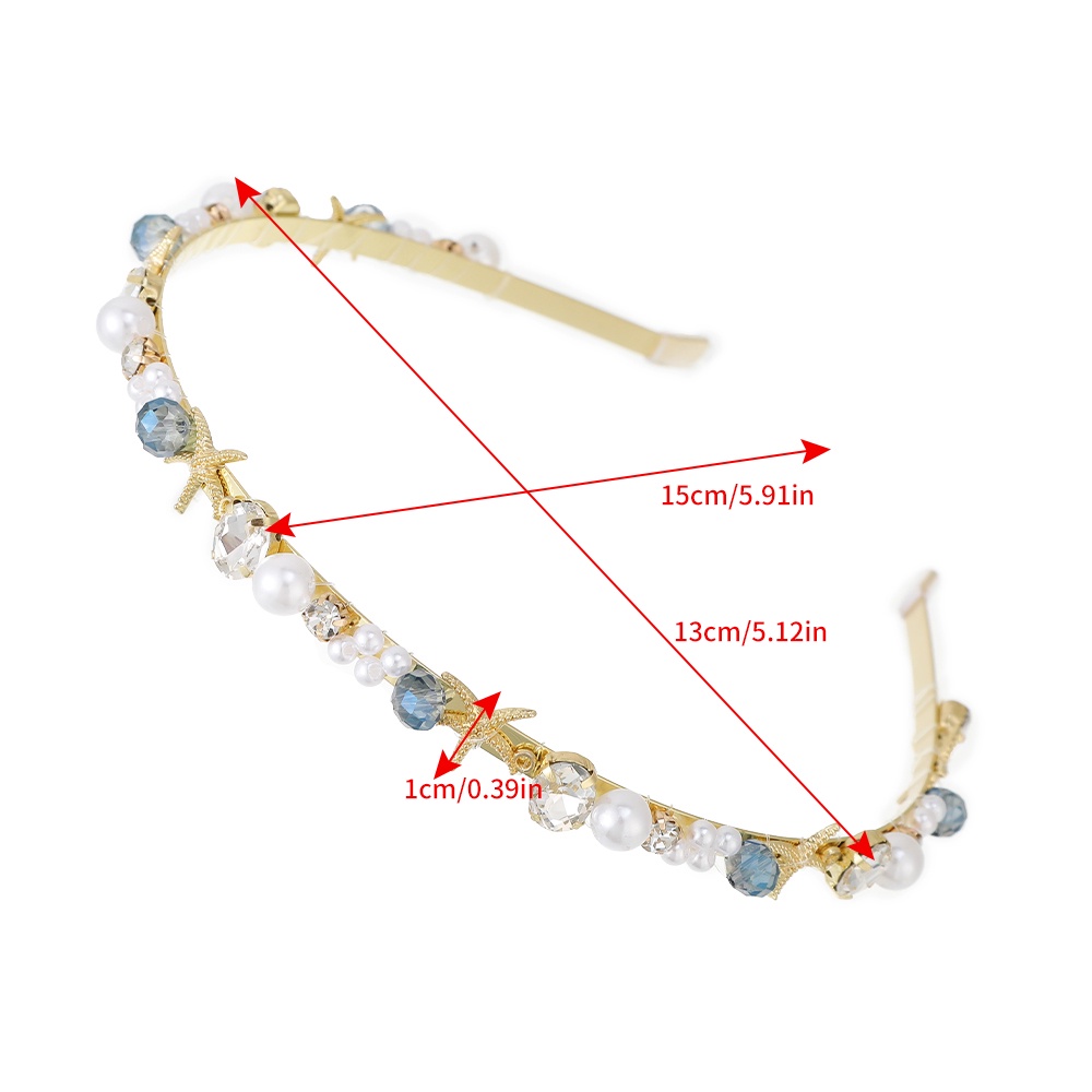 Korea Mutiara Berlian Imitasi Shell Bintang Laut Rambut Band Paduan Kristal Ikat Kepala Wanita Aksesoris Rambut