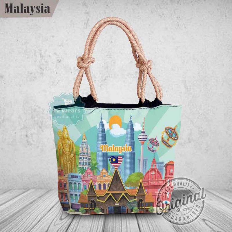 Tas Sumbu Motif Etnik Totebag Sumbu Tas Hijab Kanvas Canvas