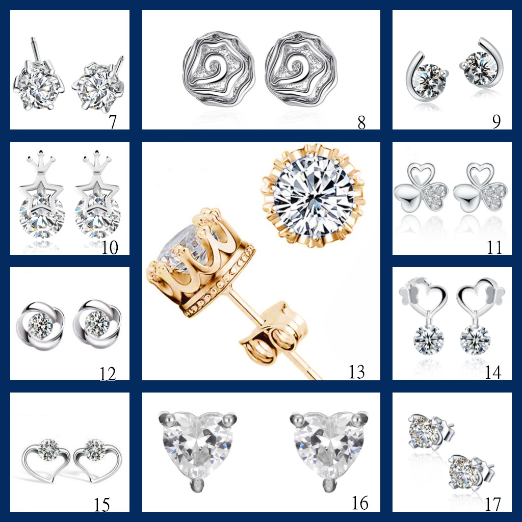 Goldkingdom Aksesoris Perhiasan Fashion Ready Stock Minimalis S925 Sterling Silver Lapis Emas Asli Kadar 375 Dengan Berlian Indah Cahaya Mewah Hadiah Pejantan Wanita