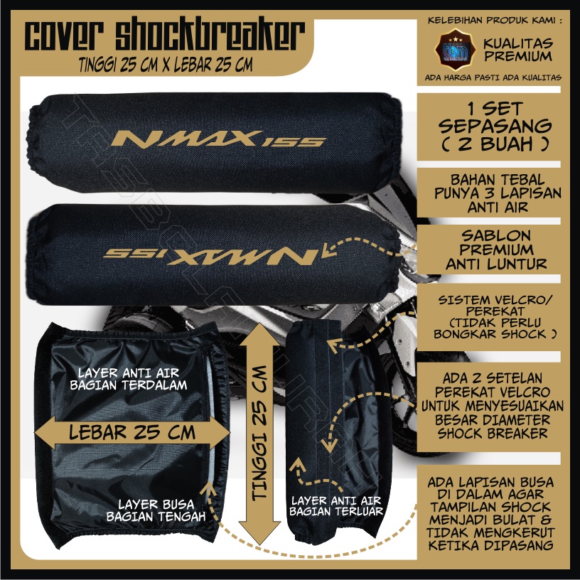 SARUNG PELINDUNG PENUTUP COVER SOKBREKER SHOCK BREAKER BELAKANG MOTOR YAMAHA NMAX 155 ANTI AIR