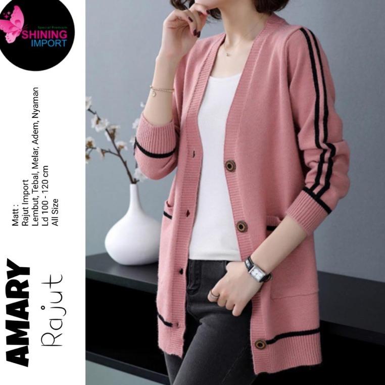RECOMENDED Jaket rajut import tebal wanita korean style terbaru. Jaket kardigan halus amary