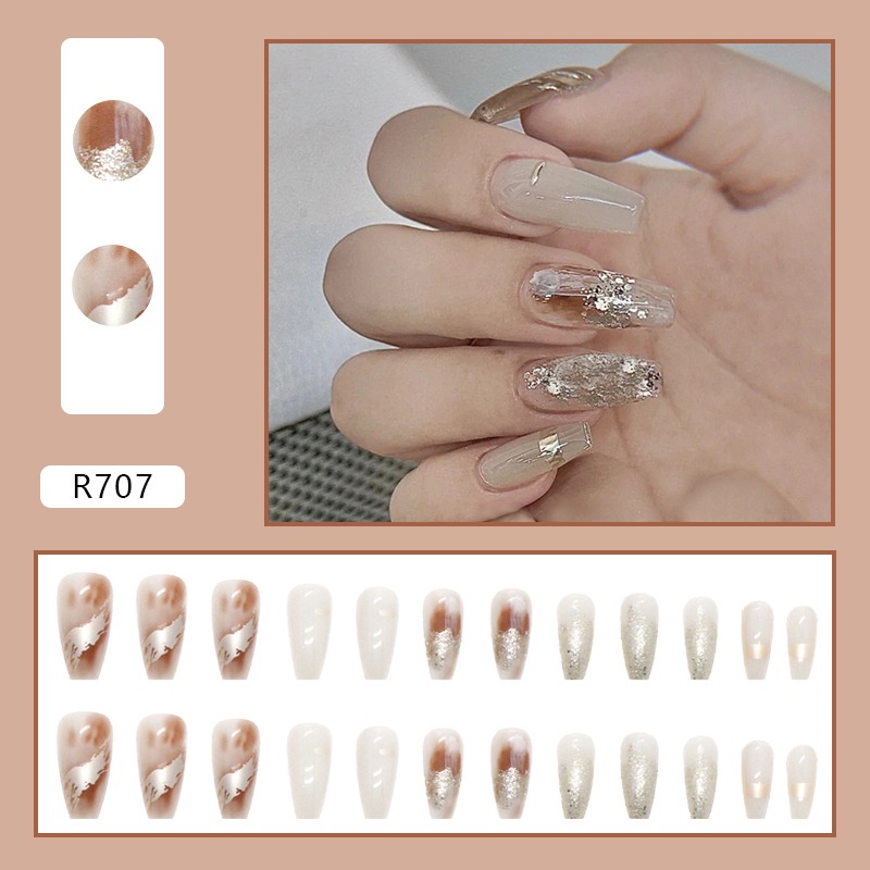 R701-r720 Full Cover Kuku Palsu Nail Art Tips Kuku Palsu Isi 24pcs/box