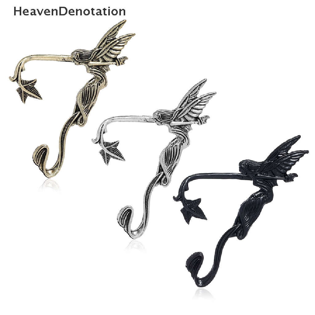 [HeavenDenotation] Punk Fairy Ear Cuff Earring Vintage Goth Devil Malaikat Gelap Elf Telinga Klip Ada Anting Untuk Wanita Halloween Earcuff Perhiasan Pesta HDV