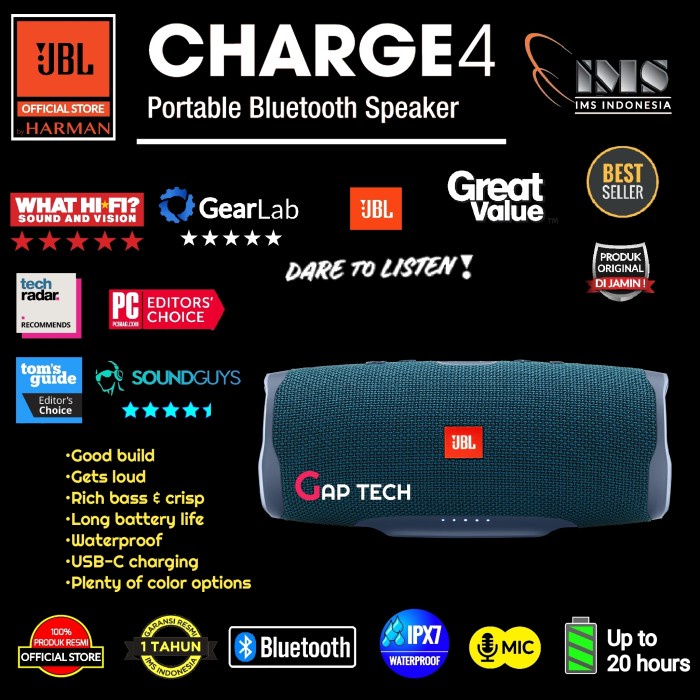 JBL CHARGE 4 / CHARGE4 PORTABLE WATERPROOF BLUETOOTH SPEAKER ORIGINAL ORIGINAL