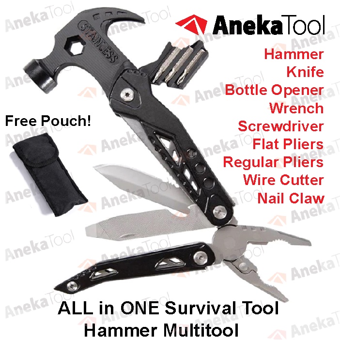 Palu Lipat Multifungsi Survival Tool Camping Pocket Knife Tang Obeng