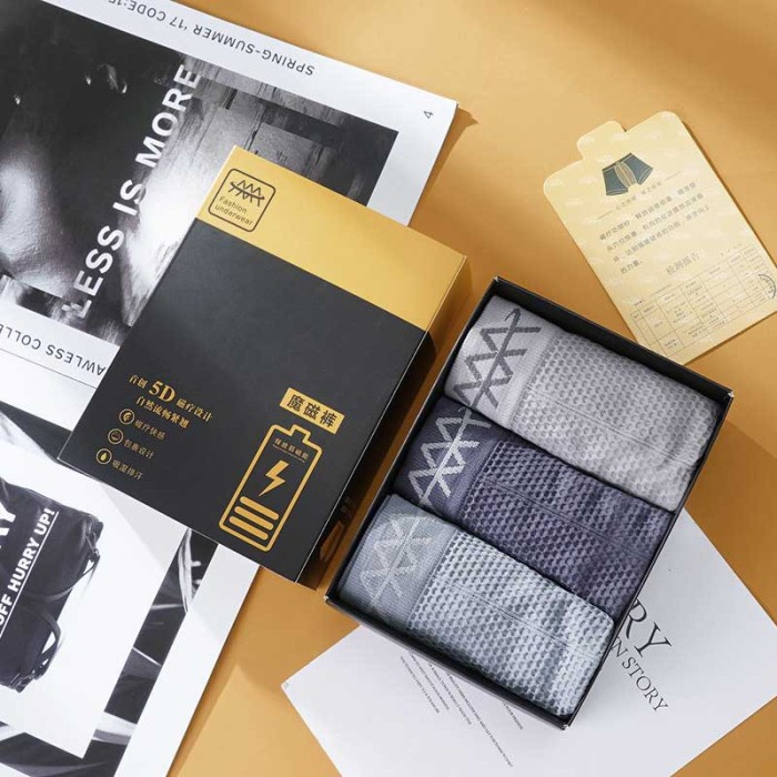 Terlaris Celana Dalam Boxer Pria 5D Magnetik All Size Isi 3Pcs Mutiwarna