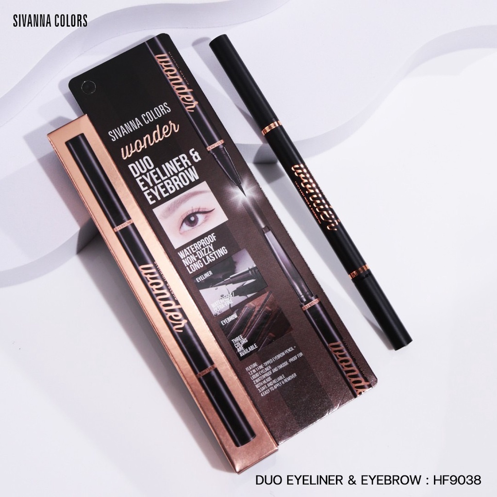 Sivanna Colors Wonder Duo Eyeliner &amp; Eyebrow Waterproof Long Lasting HF9038 | Pensil Alis