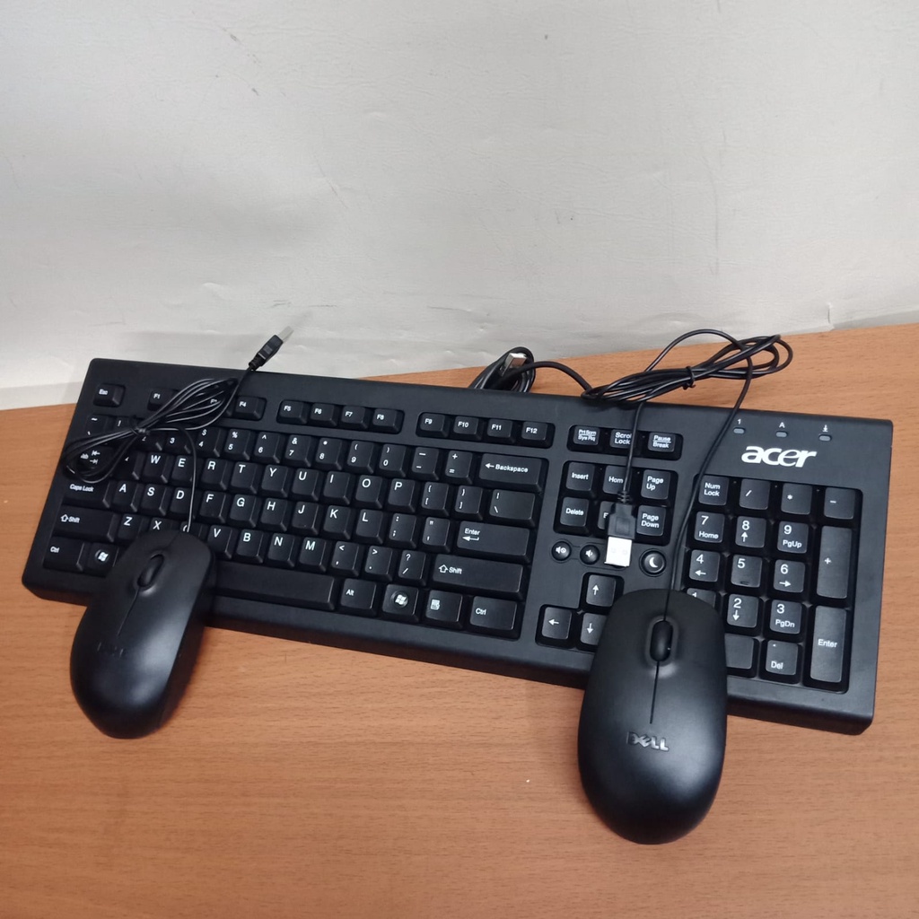 PAKET KEYBOARD + MOUSE ACER SLIM USB KABEL ORIGINAL BUILD UP LIKE NEW- MOUSE