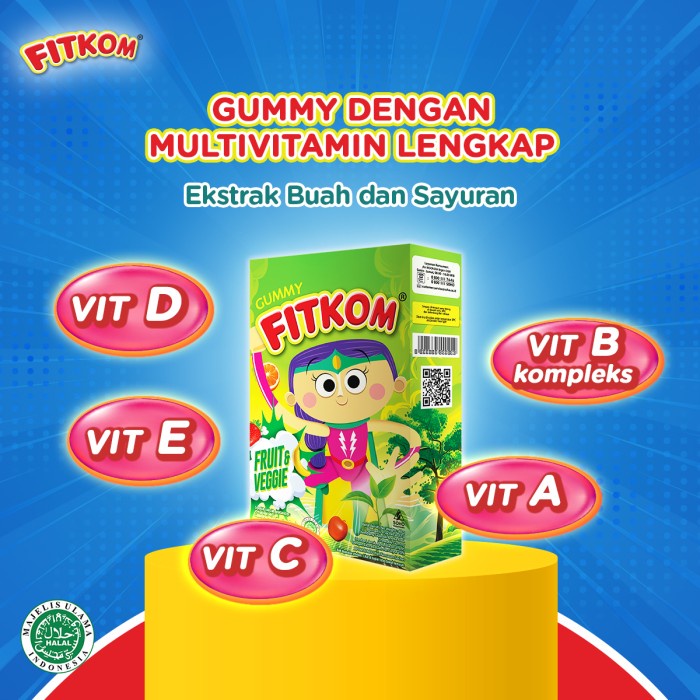 Fitkom Gummy Fruit &amp; Veggie - Isi 5 Sachet @21gram