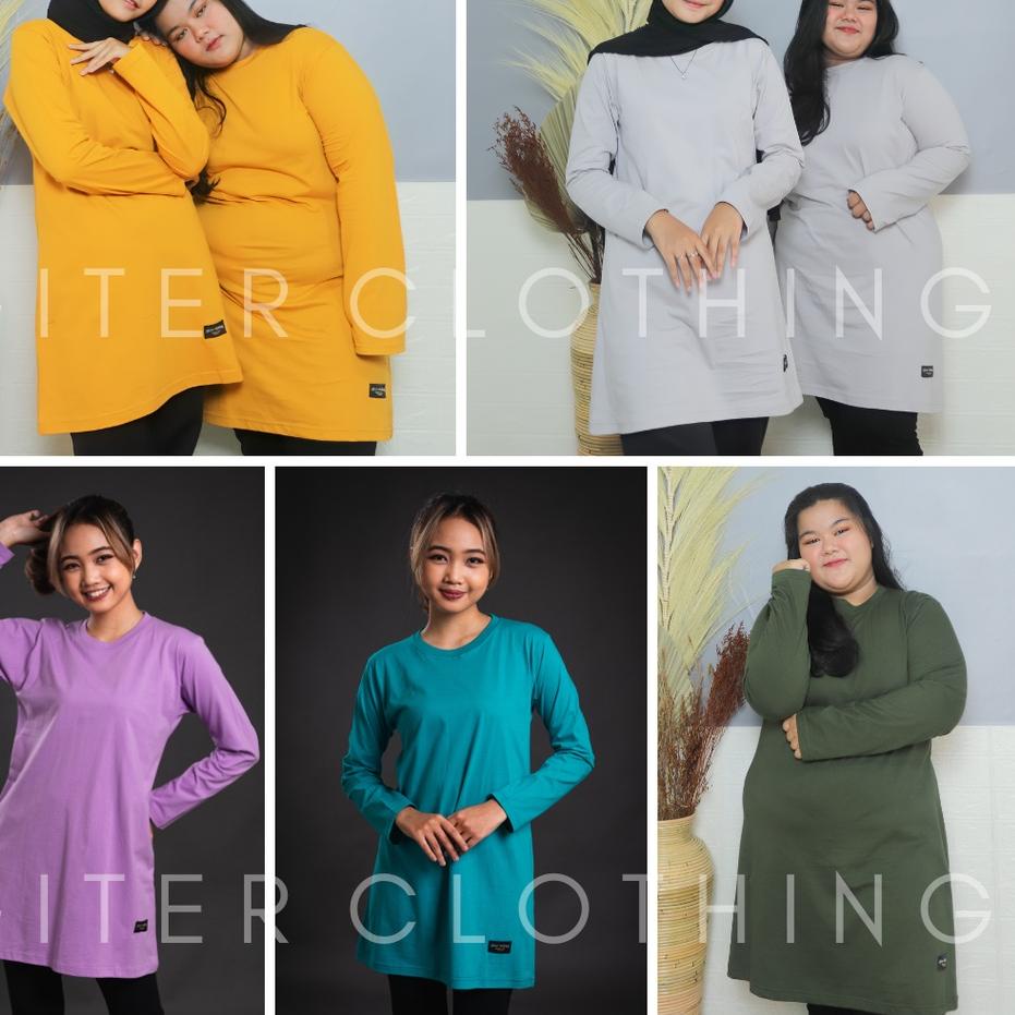 ♥ kaos tunik giter - kaos tunik jumbo ld 120 - tunik kaos oversize ( army lilac tosca mustard abu ) 