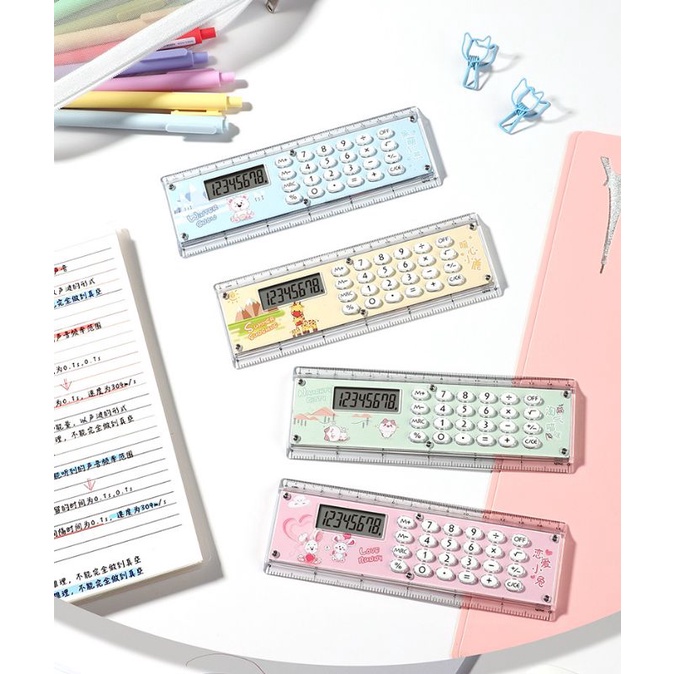 

2in 1 Kalkulator Penggaris Multifungsi 8 Digit 15cm