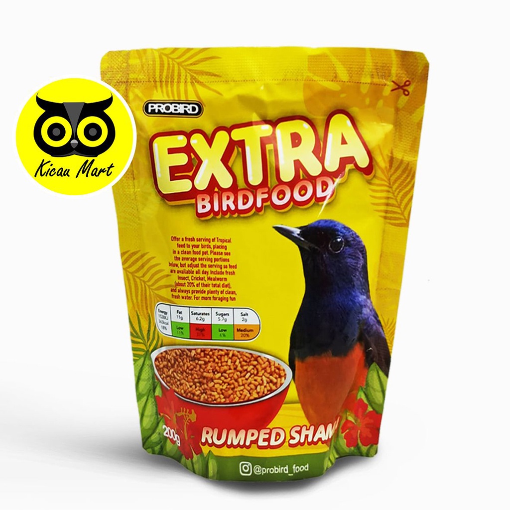 PAKAN EXTRA BIRD FOOD RUMPED SHAMA PROBIRD VOER PUR PELET MAKANAN HARIAN BURUNG MURAI BATU EXRMPS