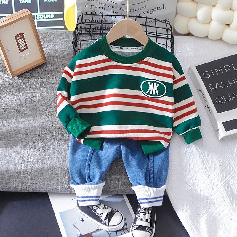 Setelan anak bayi usia 6 bulan - 5 tahun MOTIF GARIS HIMEPU keren bahan premium impor -babylovanta