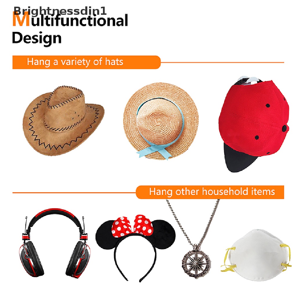 [Brightnessdin1] 1/5pcs Kait Topi Perekat Ada Pengeboran Topi Baseball Gantungan Closet Hiasan Dinding Organizer Untuk Topi Syal Butik