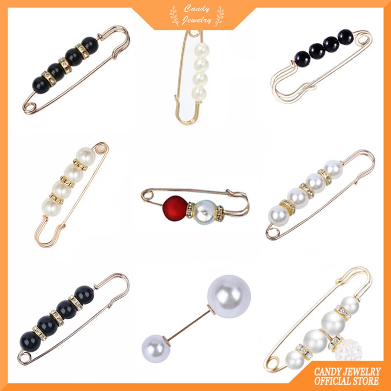 Bros Pin Pinggang Mutiara Berlian Imitasi Adjustable Bahan Metal Untuk Wanita