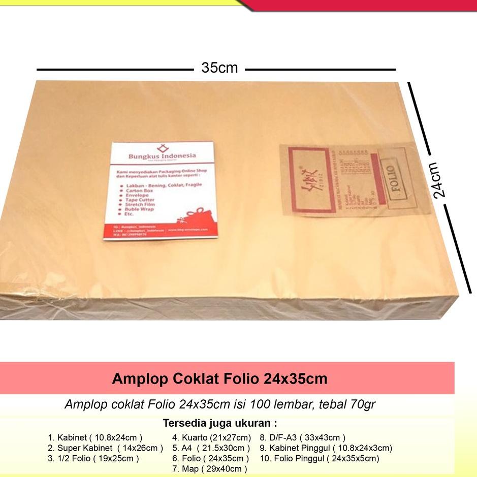 

Grosir Terpopuler Amplop Coklat Folio (24x35cm)