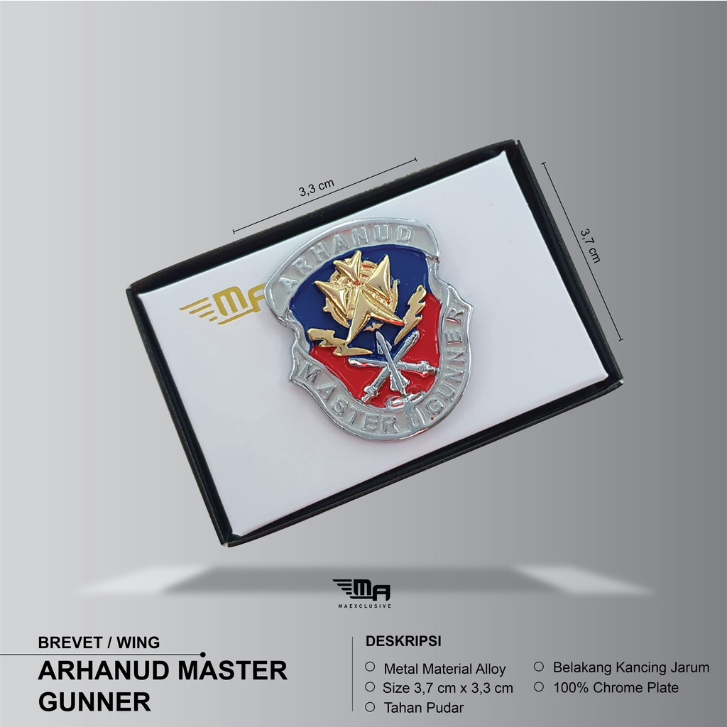 WING ARHANUD MASTER GUNNER PDH BRIVET BREVET PIN ARHANUD MASTER GUNNER