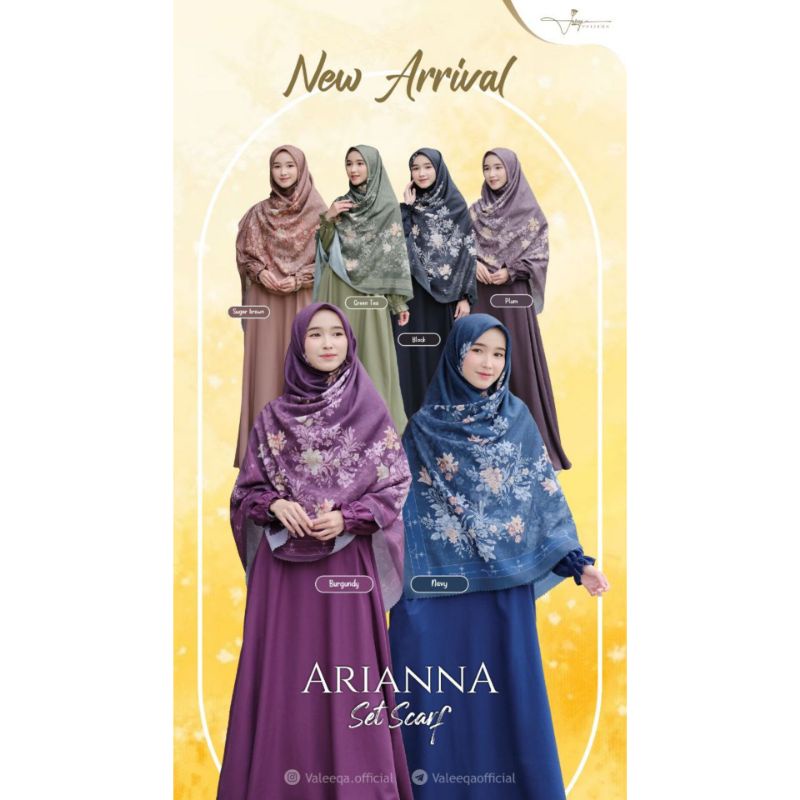 ARIANNA SET SYAR'I BY VALEEQA | Gamis Set Scarf Syar'i | | Gamis Polos | | Khimar Bunga |
