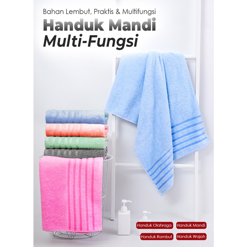 Handuk Wajah Kecil Polos Ukuran 100x50cm Bamboo Cotton Premium Halus Tebal Motif Garis Terbaru Perlengkapan Olahraga Import - H41 - Lucky Star