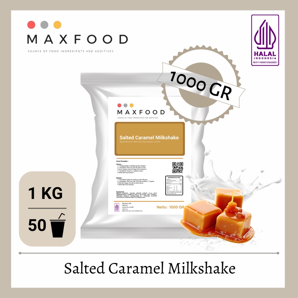 

MAXFOOD - Salted Caramel Milkshake Powder / Bubuk Minuman Milkshake Rasa Karamel 1 Kg