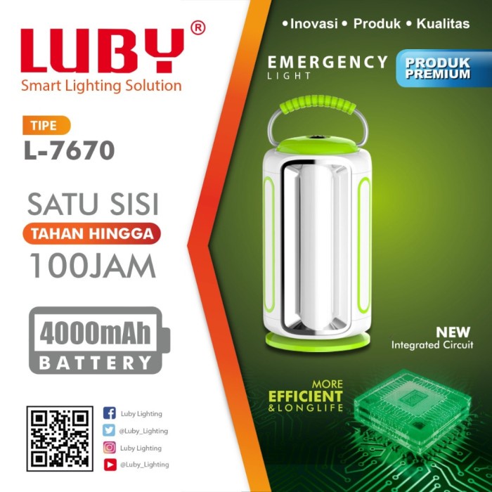 Ladar Lampu Emergency Luby L-7670 Cahaya Putih Kapasitas Baterai 4.000 Mah