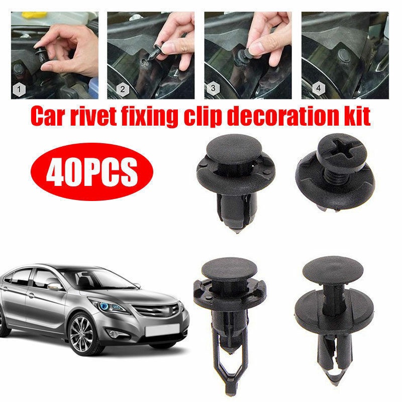 40pcs Klip Penahan Mobil Pengganti Pengencang Push Pin Klem Paku Keling Kit Type Klip Penahan Bumper Fender Liner Auto Body Fastener