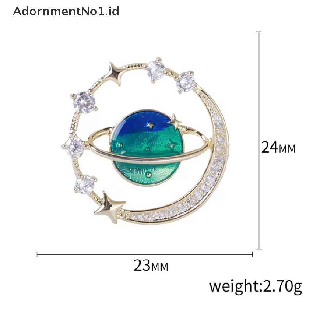 [AdornmentNo1] Lucu Bumi Bulan Bintang Bros Planet Biru Anti Liar Pin Mantel Syal Bros Perhiasan [ID]