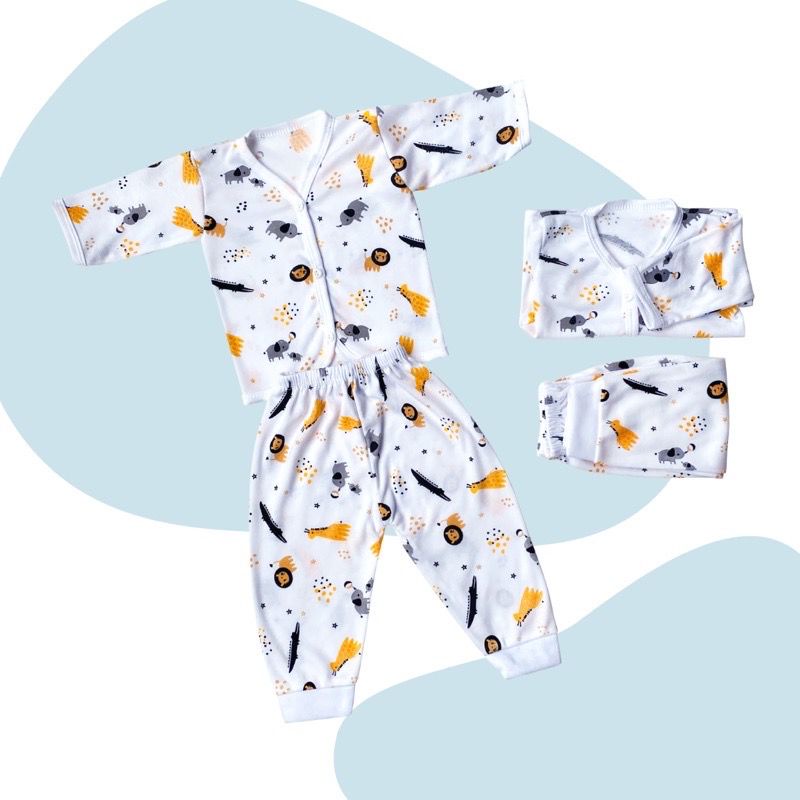 FYL setelan panjang kancing depan baju celana tidur anak bayi cewek cowok murah -FYL set pjg