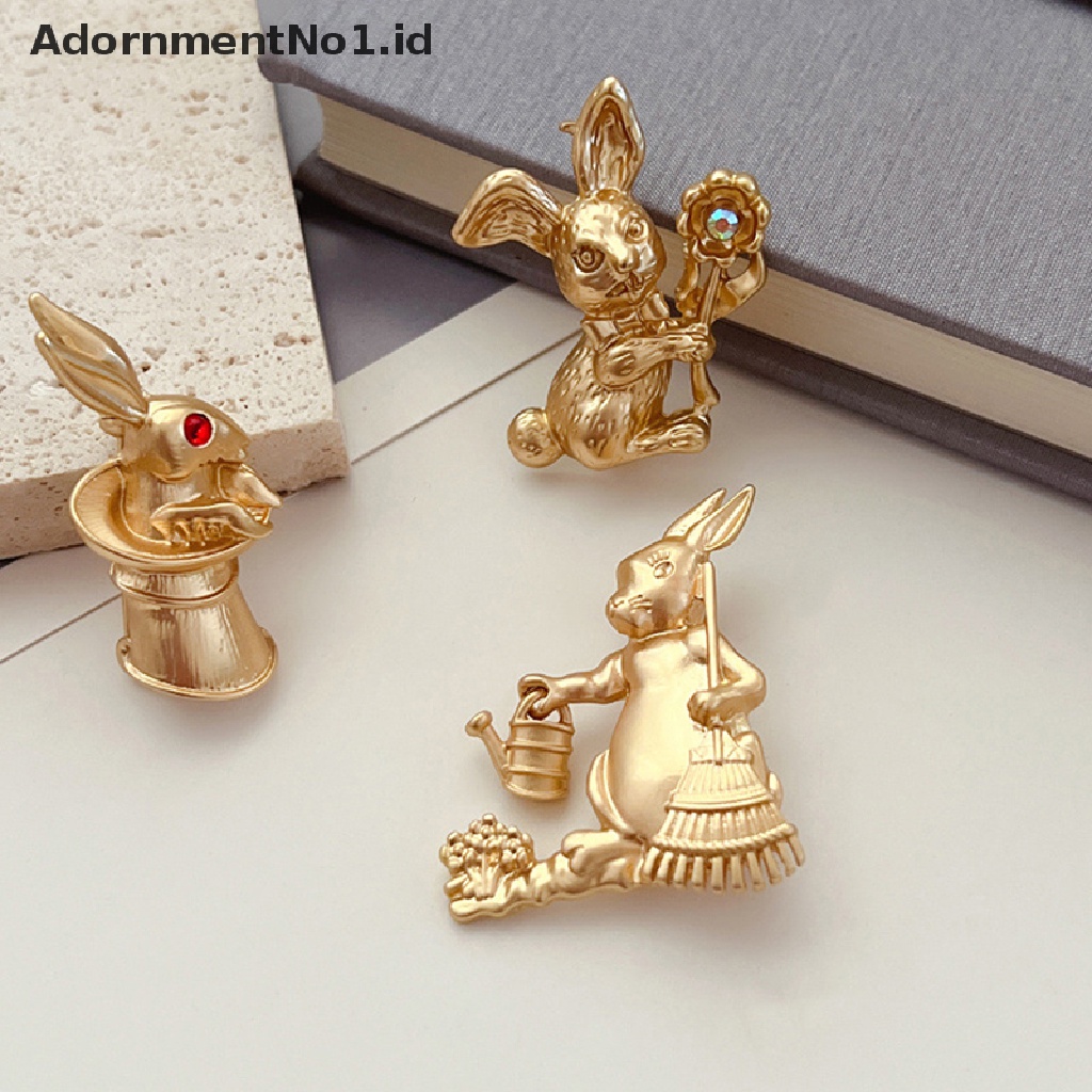 [AdornmentNo1] Fashion Retro Golden Rabbit Bros Untuk Wanita Lucu Hewan Pin Unisex Bunny Pesta Santai Bros Pin Hadiah [ID]