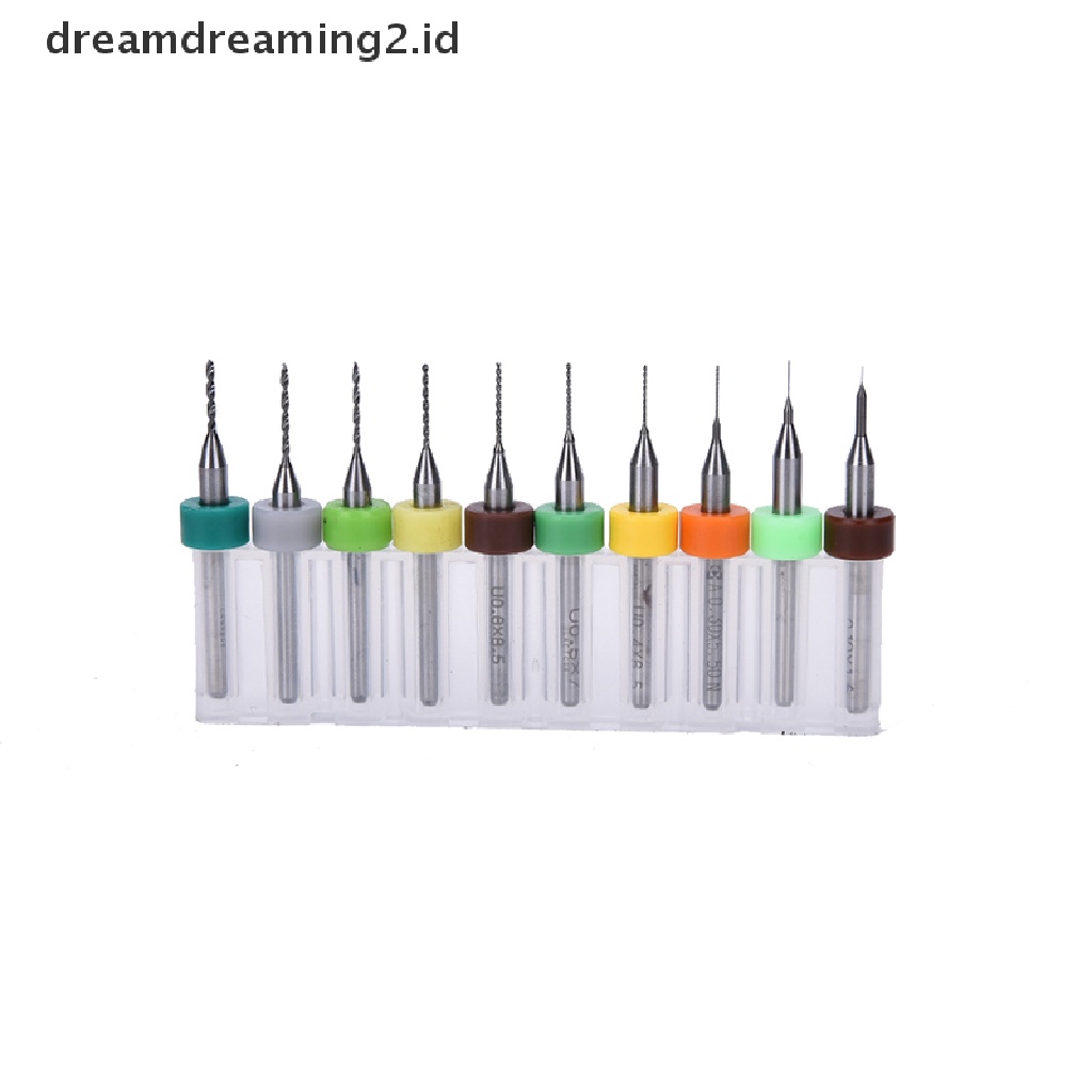 (dream) 10pcs PCB CNC Cetak Papan Sirkuit Carbide Micro Drill Bits Set Alat 0.1mm-1.0mm.