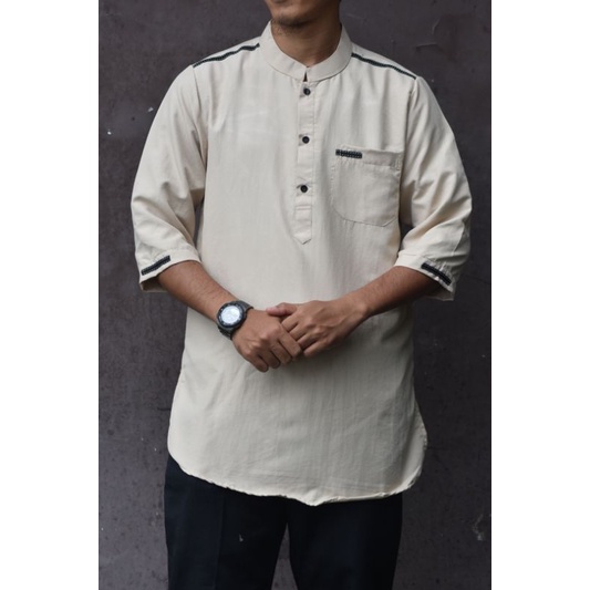 Baju Koko Kurta Katun Pria Dewasa Lengan 3/4