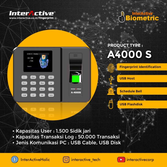 

[[JNT COD]] Mesin Absensi Sidik Jari InterActive Fingerprint A-4000N FLASH SALE