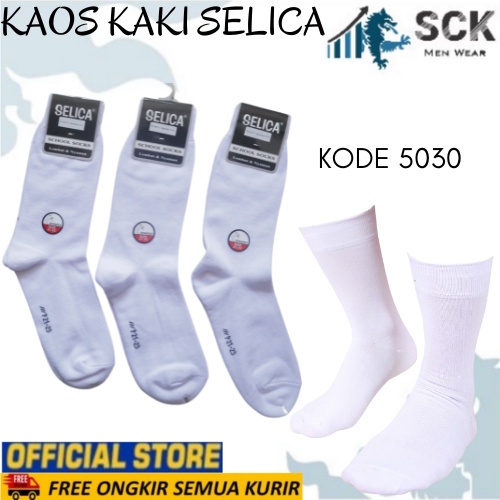 Kaos Kaki Sekolah Panjang SELICA SPD 5030 Putih 21-23 cm / Kaos Kaki SPD5030 Putih - sckmenwear GROSIR