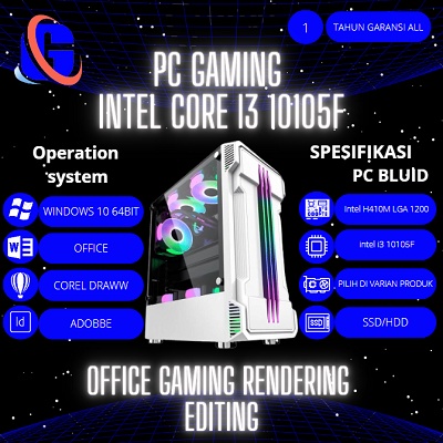 PC Rakitan Intel Core i3 10105F ( GTX 1660 6GB SUPER ) Gen 10  Siap Gaming  editing &amp; Rendering