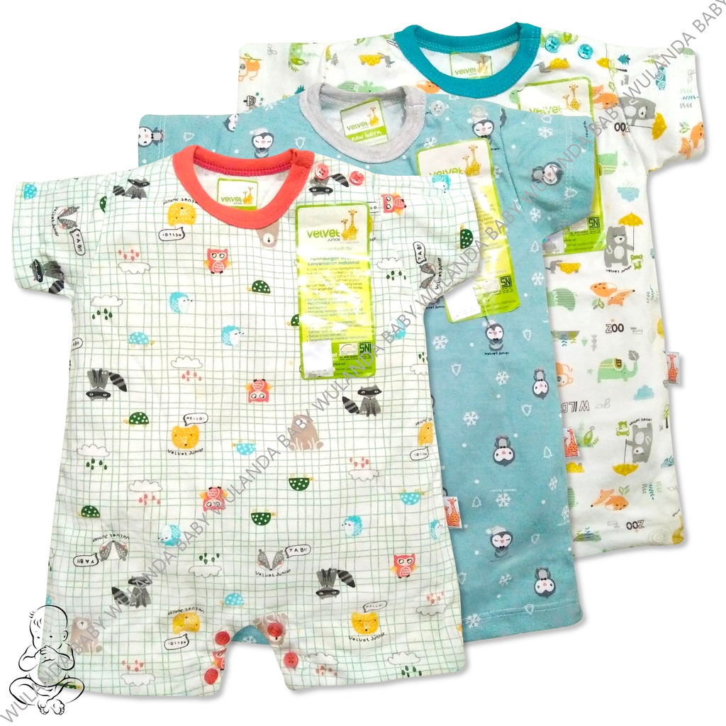 Baju bayi model kodok Velvet junior slipsweet romper bayi model segi empat anak bayi velvet pendek S