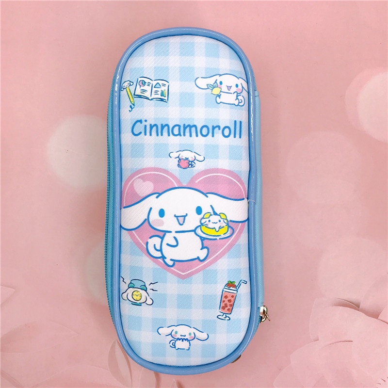 Melody Kuromi PU Kotak Alat Tulis Hello Kitty Cinnamoroll Pochacco Kartun Ritsleting Siswa Tas Pensil Tas Penyimpanan Kosmetik