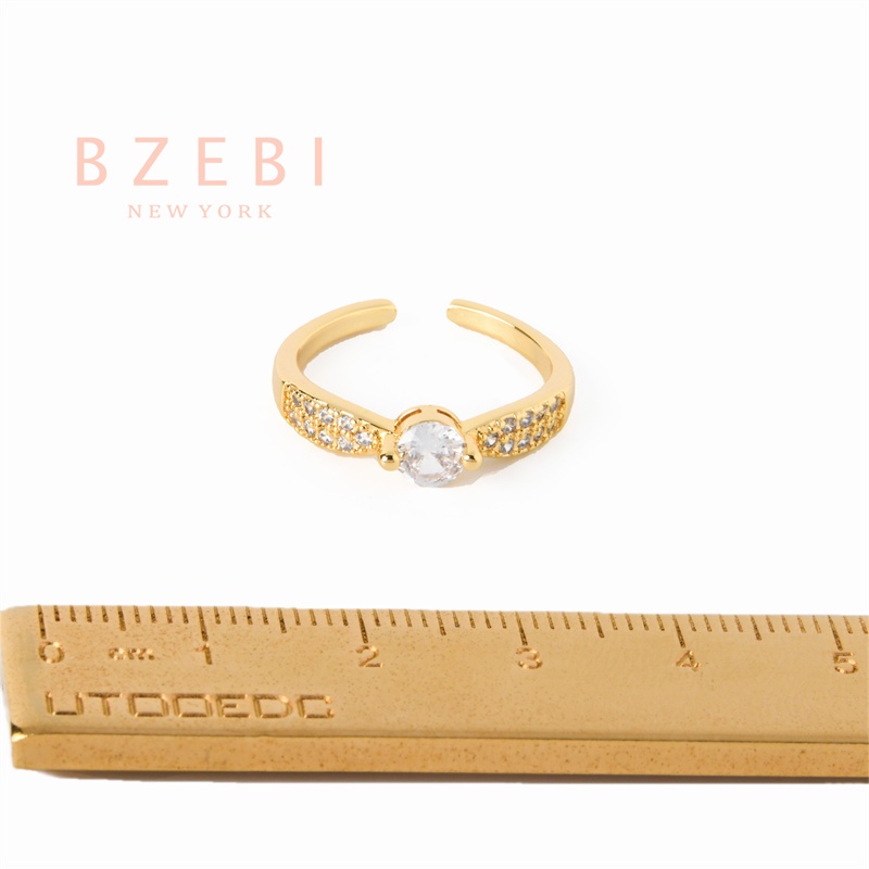 Bzebi Cincin Emas Berlian 18k, Cincin Terbuka Dapat Disesuaikan, Anti Karat, Gaya Korea, Aksesoris Fashion Wanita, Aksesoris Sehari-Hari, Perhiasan Premium, Hadiah Ulang Tahun Dengan Box 1133r