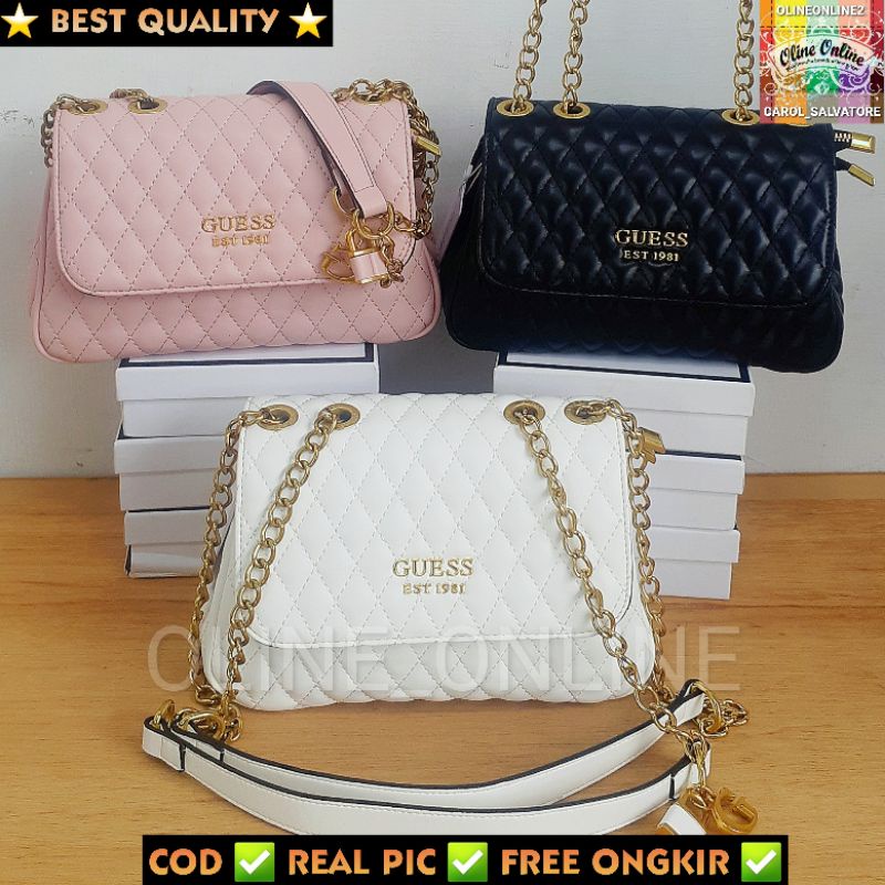 tas maila quilted women bag pink white black crossbody selempang tali panjang gb ciayumajakuningan cirebon indramayu majalengka tegal losari brebes READY STOCK COD INSTAN